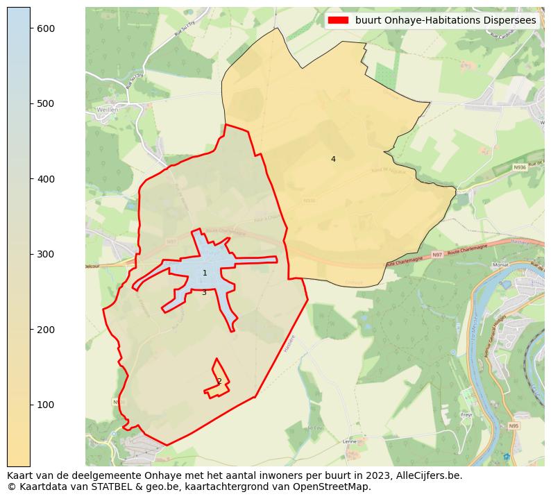 Aantal inwoners op de kaart van de buurt Onhaye-Habitations Dispersees: Op deze pagina vind je veel informatie over inwoners (zoals de verdeling naar leeftijdsgroepen, gezinssamenstelling, geslacht, autochtoon of Belgisch met een immigratie achtergrond,...), woningen (aantallen, types, prijs ontwikkeling, gebruik, type eigendom,...) en méér (autobezit, energieverbruik,...)  op basis van open data van STATBEL en diverse andere bronnen!