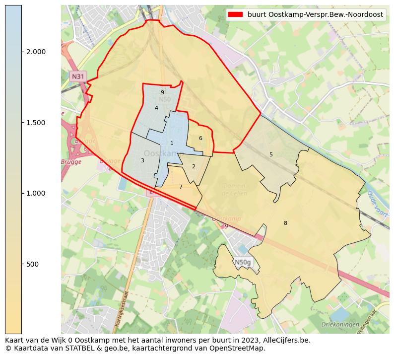 Aantal inwoners op de kaart van de buurt Oostkamp-Verspr.Bew.-Noordoost: Op deze pagina vind je veel informatie over inwoners (zoals de verdeling naar leeftijdsgroepen, gezinssamenstelling, geslacht, autochtoon of Belgisch met een immigratie achtergrond,...), woningen (aantallen, types, prijs ontwikkeling, gebruik, type eigendom,...) en méér (autobezit, energieverbruik,...)  op basis van open data van STATBEL en diverse andere bronnen!