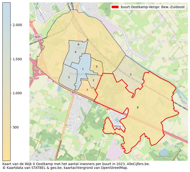 Aantal inwoners op de kaart van de buurt Oostkamp-Verspr. Bew.-Zuidoost: Op deze pagina vind je veel informatie over inwoners (zoals de verdeling naar leeftijdsgroepen, gezinssamenstelling, geslacht, autochtoon of Belgisch met een immigratie achtergrond,...), woningen (aantallen, types, prijs ontwikkeling, gebruik, type eigendom,...) en méér (autobezit, energieverbruik,...)  op basis van open data van STATBEL en diverse andere bronnen!