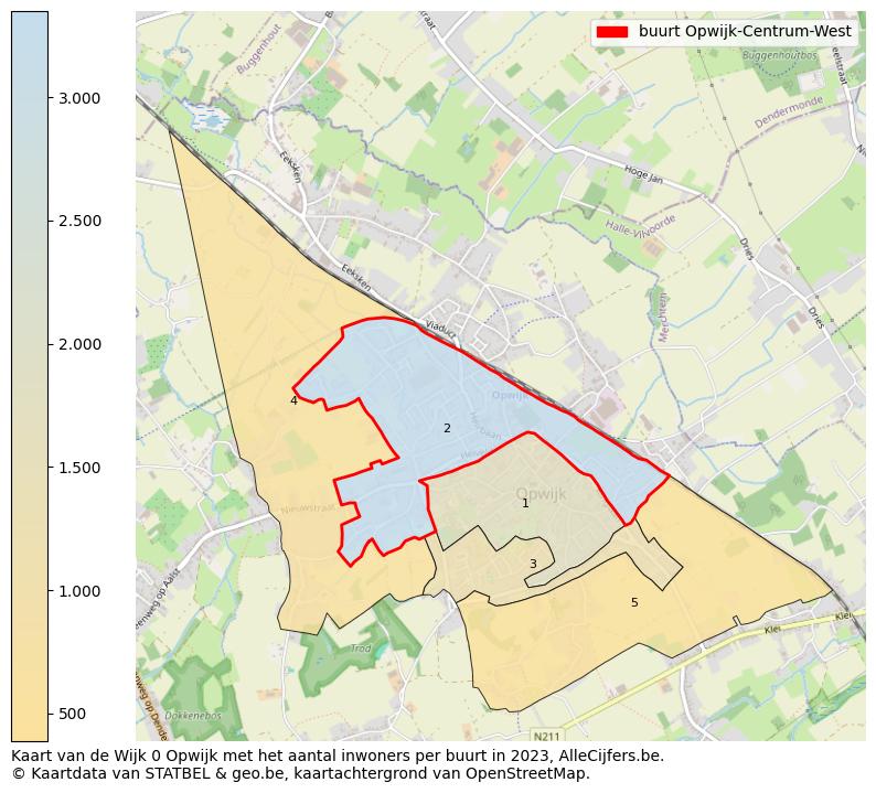 Aantal inwoners op de kaart van de buurt Opwijk-Centrum-West: Op deze pagina vind je veel informatie over inwoners (zoals de verdeling naar leeftijdsgroepen, gezinssamenstelling, geslacht, autochtoon of Belgisch met een immigratie achtergrond,...), woningen (aantallen, types, prijs ontwikkeling, gebruik, type eigendom,...) en méér (autobezit, energieverbruik,...)  op basis van open data van STATBEL en diverse andere bronnen!