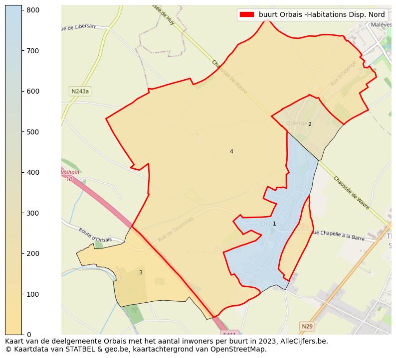 Aantal inwoners op de kaart van de buurt Orbais -Habitations Disp. Nord: Op deze pagina vind je veel informatie over inwoners (zoals de verdeling naar leeftijdsgroepen, gezinssamenstelling, geslacht, autochtoon of Belgisch met een immigratie achtergrond,...), woningen (aantallen, types, prijs ontwikkeling, gebruik, type eigendom,...) en méér (autobezit, energieverbruik,...)  op basis van open data van STATBEL en diverse andere bronnen!