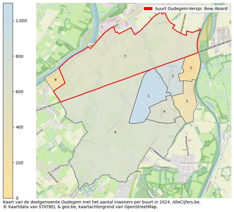 Aantal inwoners op de kaart van de buurt Oudegem-Verspr. Bew.-Noord: Op deze pagina vind je veel informatie over inwoners (zoals de verdeling naar leeftijdsgroepen, gezinssamenstelling, geslacht, autochtoon of Belgisch met een immigratie achtergrond,...), woningen (aantallen, types, prijs ontwikkeling, gebruik, type eigendom,...) en méér (autobezit, energieverbruik,...)  op basis van open data van STATBEL en diverse andere bronnen!