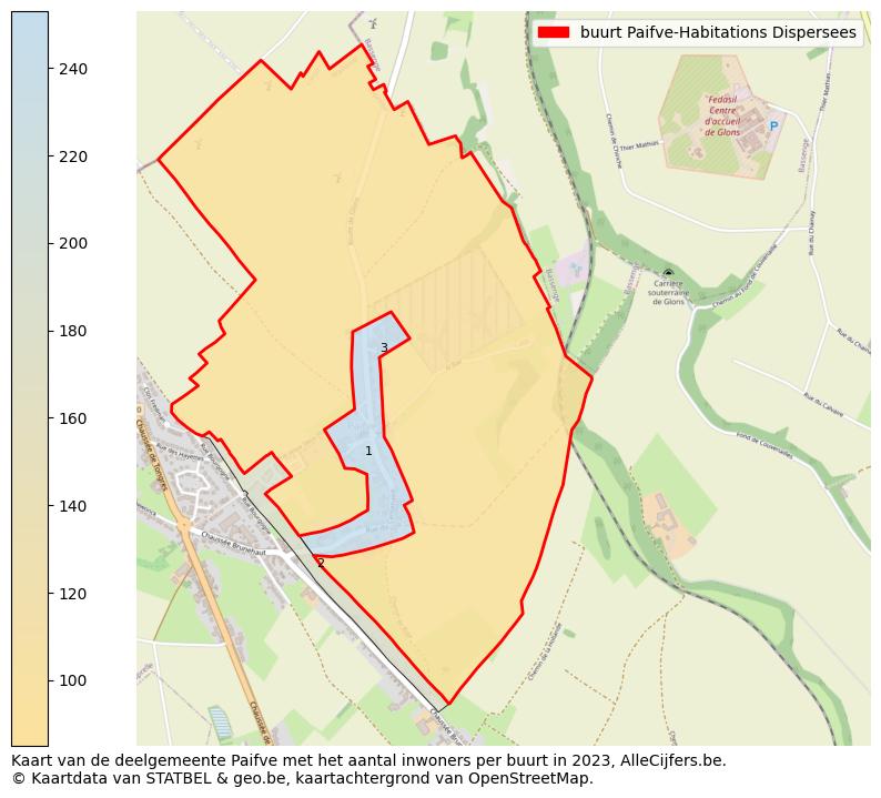 Aantal inwoners op de kaart van de buurt Paifve-Habitations Dispersees: Op deze pagina vind je veel informatie over inwoners (zoals de verdeling naar leeftijdsgroepen, gezinssamenstelling, geslacht, autochtoon of Belgisch met een immigratie achtergrond,...), woningen (aantallen, types, prijs ontwikkeling, gebruik, type eigendom,...) en méér (autobezit, energieverbruik,...)  op basis van open data van STATBEL en diverse andere bronnen!