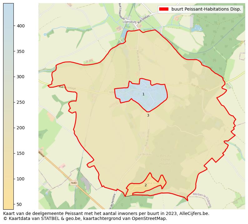 Aantal inwoners op de kaart van de buurt Peissant-Habitations Disp.: Op deze pagina vind je veel informatie over inwoners (zoals de verdeling naar leeftijdsgroepen, gezinssamenstelling, geslacht, autochtoon of Belgisch met een immigratie achtergrond,...), woningen (aantallen, types, prijs ontwikkeling, gebruik, type eigendom,...) en méér (autobezit, energieverbruik,...)  op basis van open data van STATBEL en diverse andere bronnen!