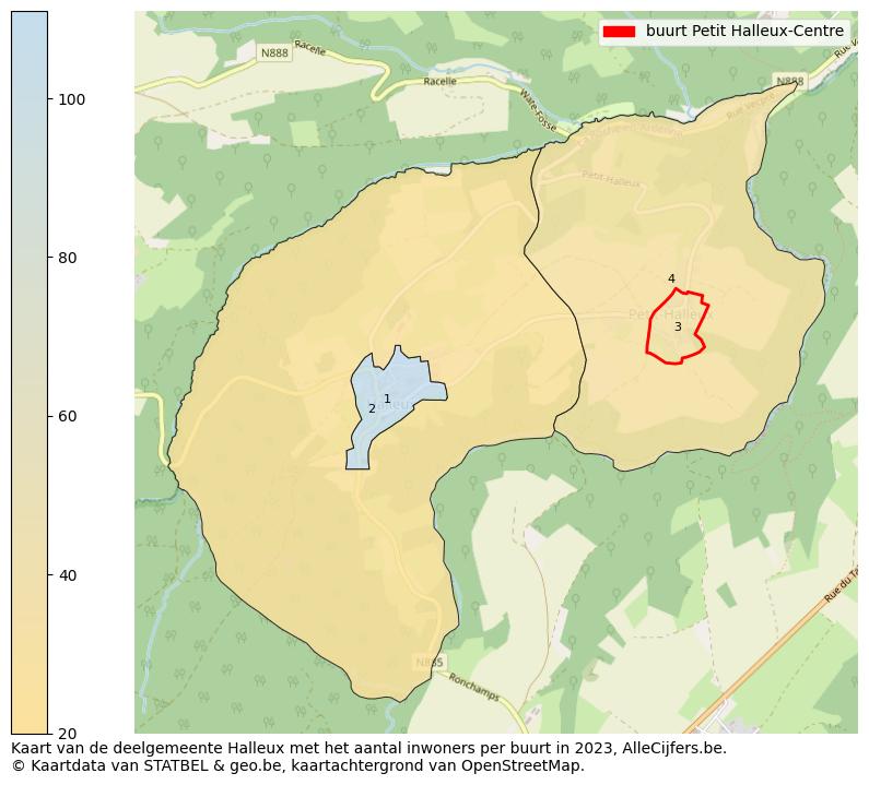 Aantal inwoners op de kaart van de buurt Petit Halleux-Centre: Op deze pagina vind je veel informatie over inwoners (zoals de verdeling naar leeftijdsgroepen, gezinssamenstelling, geslacht, autochtoon of Belgisch met een immigratie achtergrond,...), woningen (aantallen, types, prijs ontwikkeling, gebruik, type eigendom,...) en méér (autobezit, energieverbruik,...)  op basis van open data van STATBEL en diverse andere bronnen!