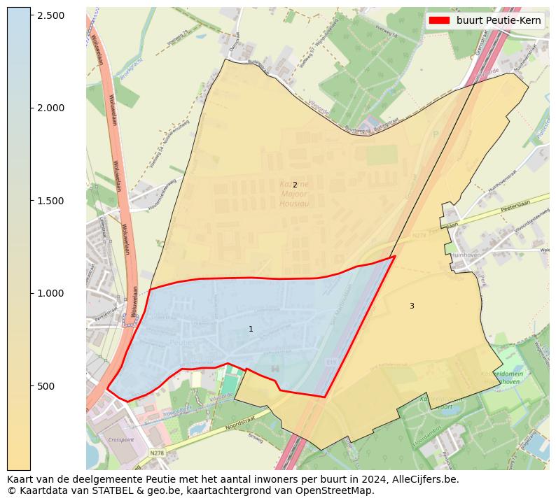 Aantal inwoners op de kaart van de buurt Peutie-Kern: Op deze pagina vind je veel informatie over inwoners (zoals de verdeling naar leeftijdsgroepen, gezinssamenstelling, geslacht, autochtoon of Belgisch met een immigratie achtergrond,...), woningen (aantallen, types, prijs ontwikkeling, gebruik, type eigendom,...) en méér (autobezit, energieverbruik,...)  op basis van open data van STATBEL en diverse andere bronnen!