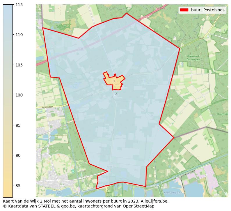 Aantal inwoners op de kaart van de buurt Postelsbos: Op deze pagina vind je veel informatie over inwoners (zoals de verdeling naar leeftijdsgroepen, gezinssamenstelling, geslacht, autochtoon of Belgisch met een immigratie achtergrond,...), woningen (aantallen, types, prijs ontwikkeling, gebruik, type eigendom,...) en méér (autobezit, energieverbruik,...)  op basis van open data van STATBEL en diverse andere bronnen!