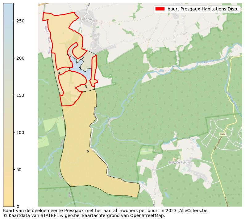 Aantal inwoners op de kaart van de buurt Presgaux-Habitations Disp.: Op deze pagina vind je veel informatie over inwoners (zoals de verdeling naar leeftijdsgroepen, gezinssamenstelling, geslacht, autochtoon of Belgisch met een immigratie achtergrond,...), woningen (aantallen, types, prijs ontwikkeling, gebruik, type eigendom,...) en méér (autobezit, energieverbruik,...)  op basis van open data van STATBEL en diverse andere bronnen!