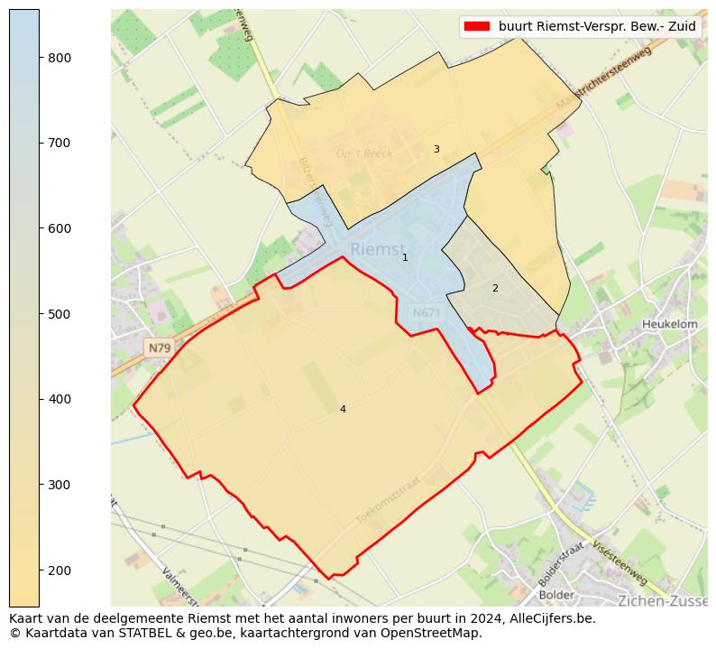 Aantal inwoners op de kaart van de buurt Riemst-Verspr. Bew.- Zuid: Op deze pagina vind je veel informatie over inwoners (zoals de verdeling naar leeftijdsgroepen, gezinssamenstelling, geslacht, autochtoon of Belgisch met een immigratie achtergrond,...), woningen (aantallen, types, prijs ontwikkeling, gebruik, type eigendom,...) en méér (autobezit, energieverbruik,...)  op basis van open data van STATBEL en diverse andere bronnen!