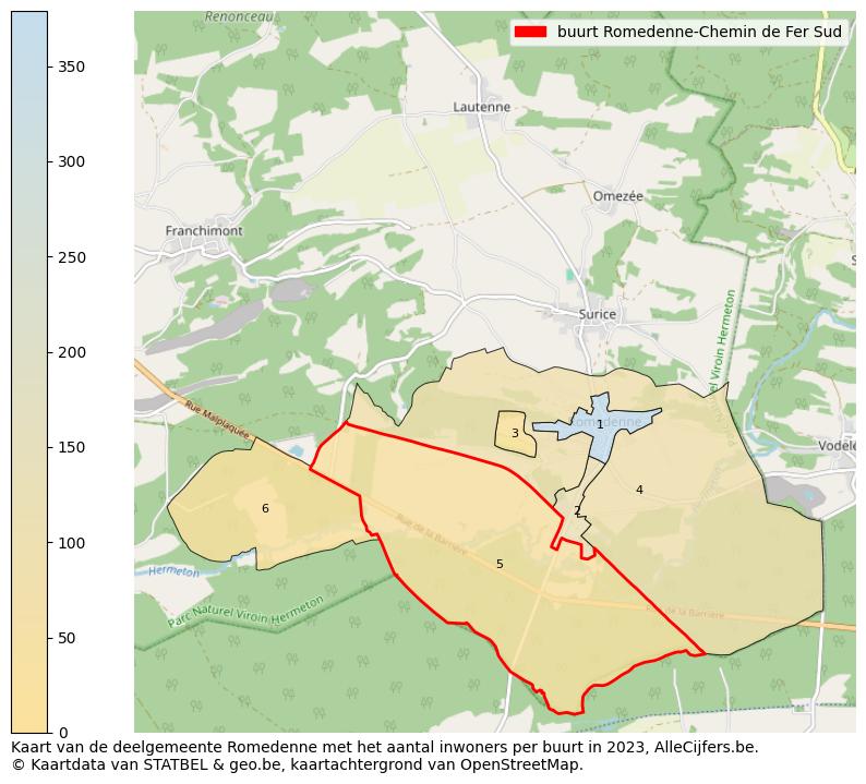 Aantal inwoners op de kaart van de buurt Romedenne-Chemin de Fer Sud: Op deze pagina vind je veel informatie over inwoners (zoals de verdeling naar leeftijdsgroepen, gezinssamenstelling, geslacht, autochtoon of Belgisch met een immigratie achtergrond,...), woningen (aantallen, types, prijs ontwikkeling, gebruik, type eigendom,...) en méér (autobezit, energieverbruik,...)  op basis van open data van STATBEL en diverse andere bronnen!