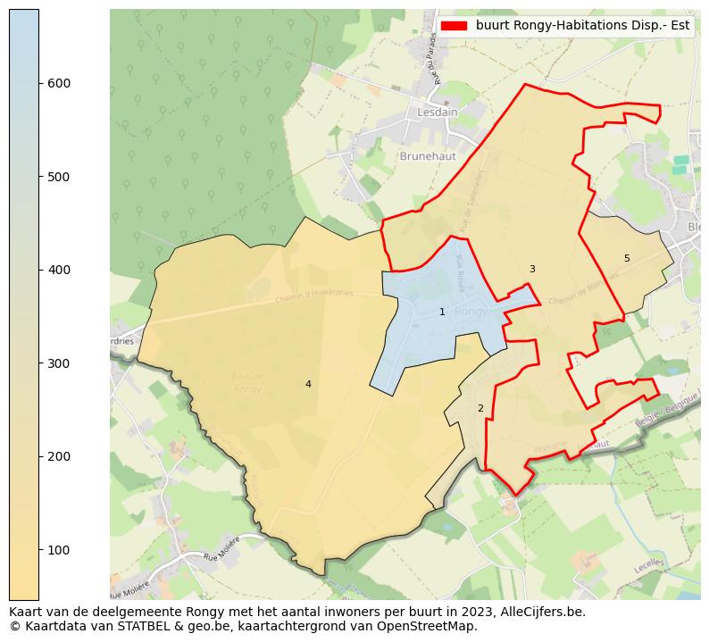 Aantal inwoners op de kaart van de buurt Rongy-Habitations Disp.- Est: Op deze pagina vind je veel informatie over inwoners (zoals de verdeling naar leeftijdsgroepen, gezinssamenstelling, geslacht, autochtoon of Belgisch met een immigratie achtergrond,...), woningen (aantallen, types, prijs ontwikkeling, gebruik, type eigendom,...) en méér (autobezit, energieverbruik,...)  op basis van open data van STATBEL en diverse andere bronnen!