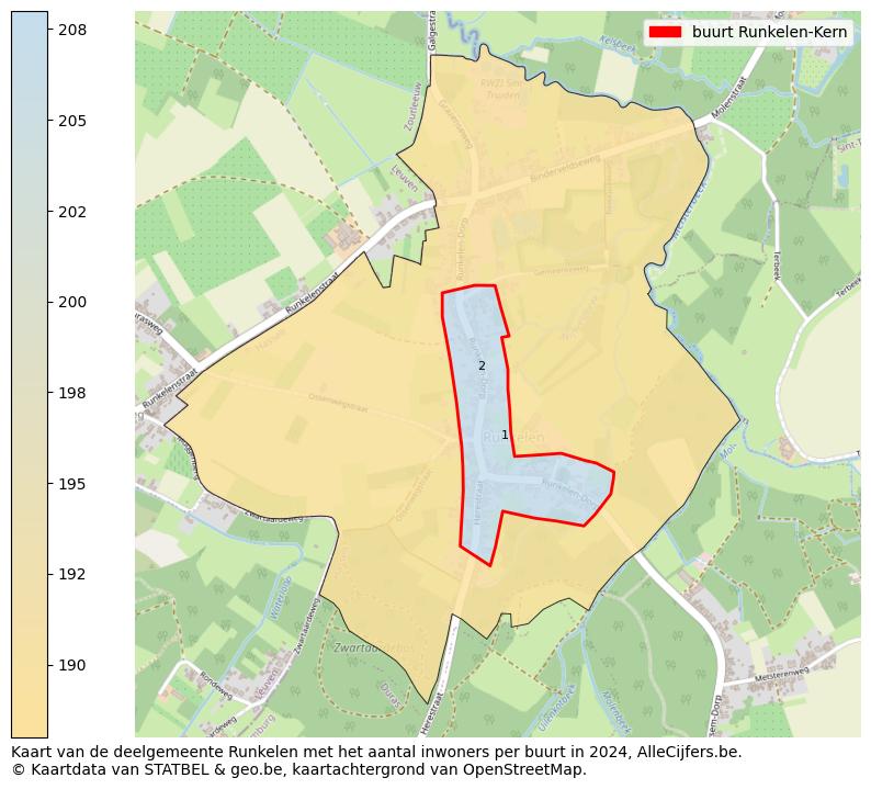 Aantal inwoners op de kaart van de buurt Runkelen-Kern: Op deze pagina vind je veel informatie over inwoners (zoals de verdeling naar leeftijdsgroepen, gezinssamenstelling, geslacht, autochtoon of Belgisch met een immigratie achtergrond,...), woningen (aantallen, types, prijs ontwikkeling, gebruik, type eigendom,...) en méér (autobezit, energieverbruik,...)  op basis van open data van STATBEL en diverse andere bronnen!