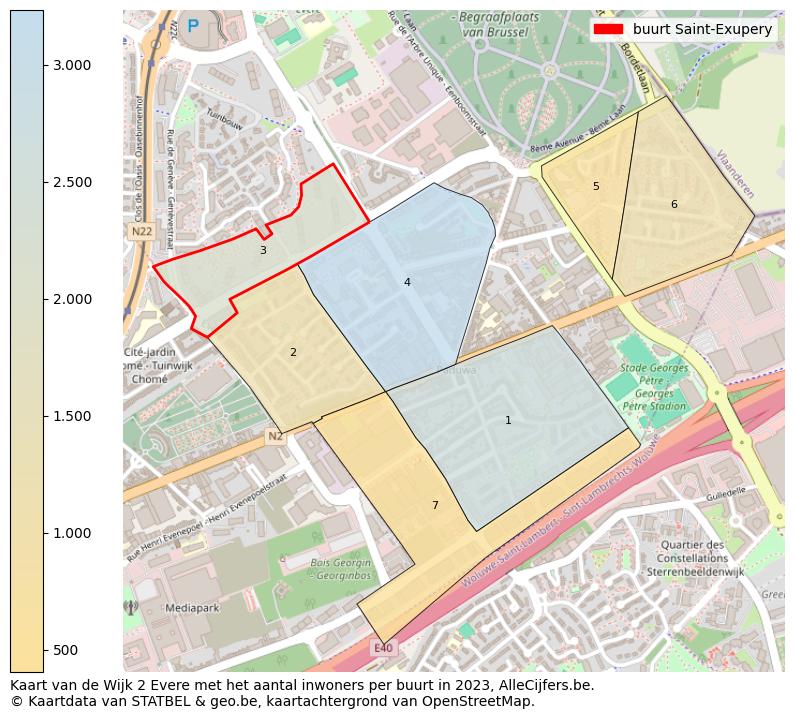 Aantal inwoners op de kaart van de buurt Saint-Exupery: Op deze pagina vind je veel informatie over inwoners (zoals de verdeling naar leeftijdsgroepen, gezinssamenstelling, geslacht, autochtoon of Belgisch met een immigratie achtergrond,...), woningen (aantallen, types, prijs ontwikkeling, gebruik, type eigendom,...) en méér (autobezit, energieverbruik,...)  op basis van open data van STATBEL en diverse andere bronnen!