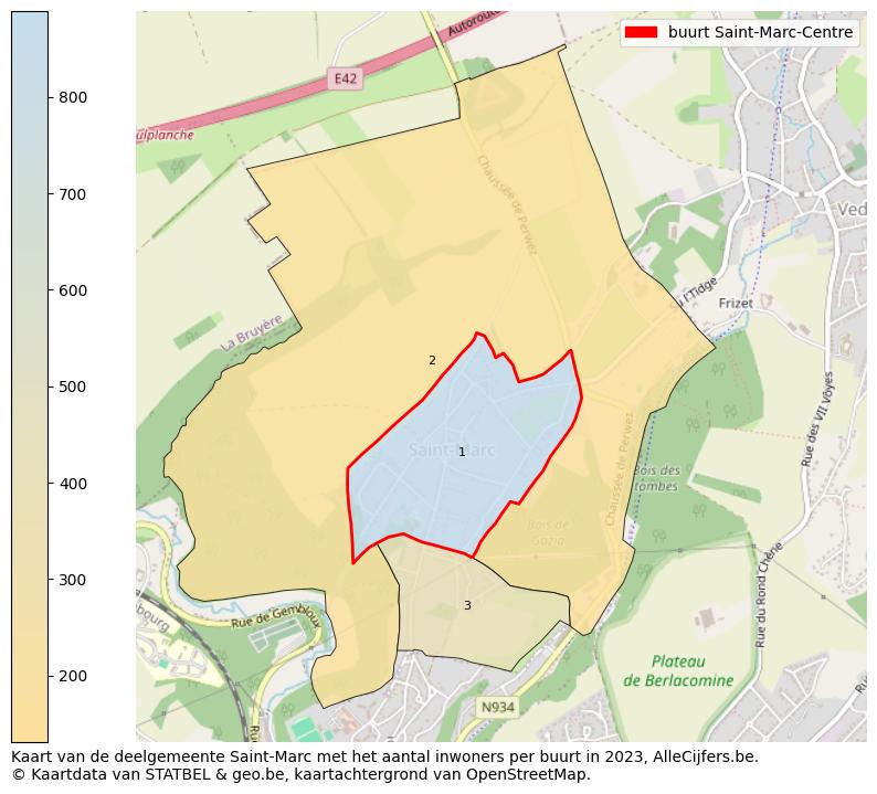 Aantal inwoners op de kaart van de buurt Saint-Marc-Centre: Op deze pagina vind je veel informatie over inwoners (zoals de verdeling naar leeftijdsgroepen, gezinssamenstelling, geslacht, autochtoon of Belgisch met een immigratie achtergrond,...), woningen (aantallen, types, prijs ontwikkeling, gebruik, type eigendom,...) en méér (autobezit, energieverbruik,...)  op basis van open data van STATBEL en diverse andere bronnen!