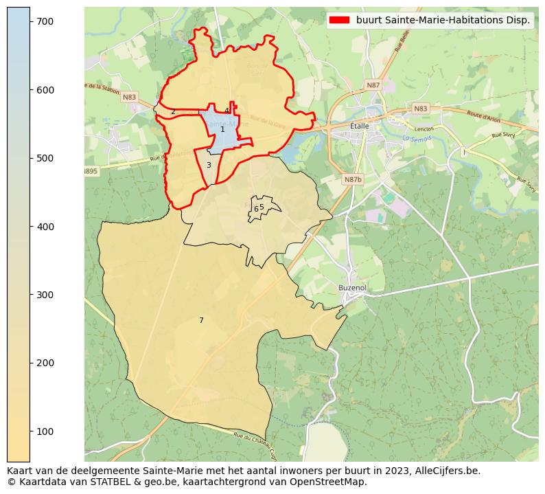 Aantal inwoners op de kaart van de buurt Sainte-Marie-Habitations Disp.: Op deze pagina vind je veel informatie over inwoners (zoals de verdeling naar leeftijdsgroepen, gezinssamenstelling, geslacht, autochtoon of Belgisch met een immigratie achtergrond,...), woningen (aantallen, types, prijs ontwikkeling, gebruik, type eigendom,...) en méér (autobezit, energieverbruik,...)  op basis van open data van STATBEL en diverse andere bronnen!