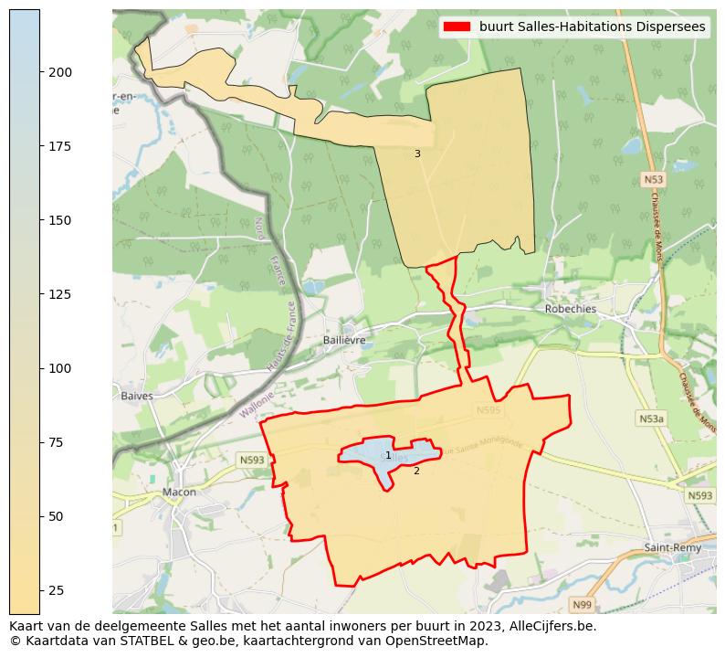 Aantal inwoners op de kaart van de buurt Salles-Habitations Dispersees: Op deze pagina vind je veel informatie over inwoners (zoals de verdeling naar leeftijdsgroepen, gezinssamenstelling, geslacht, autochtoon of Belgisch met een immigratie achtergrond,...), woningen (aantallen, types, prijs ontwikkeling, gebruik, type eigendom,...) en méér (autobezit, energieverbruik,...)  op basis van open data van STATBEL en diverse andere bronnen!