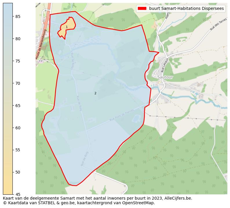 Aantal inwoners op de kaart van de buurt Samart-Habitations Dispersees: Op deze pagina vind je veel informatie over inwoners (zoals de verdeling naar leeftijdsgroepen, gezinssamenstelling, geslacht, autochtoon of Belgisch met een immigratie achtergrond,...), woningen (aantallen, types, prijs ontwikkeling, gebruik, type eigendom,...) en méér (autobezit, energieverbruik,...)  op basis van open data van STATBEL en diverse andere bronnen!