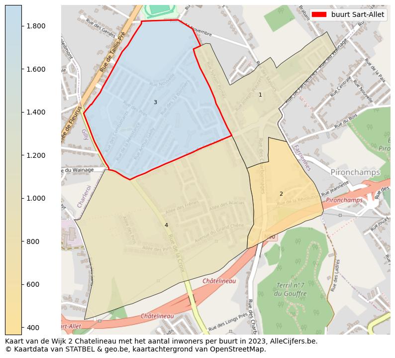 Aantal inwoners op de kaart van de buurt Sart-Allet: Op deze pagina vind je veel informatie over inwoners (zoals de verdeling naar leeftijdsgroepen, gezinssamenstelling, geslacht, autochtoon of Belgisch met een immigratie achtergrond,...), woningen (aantallen, types, prijs ontwikkeling, gebruik, type eigendom,...) en méér (autobezit, energieverbruik,...)  op basis van open data van STATBEL en diverse andere bronnen!