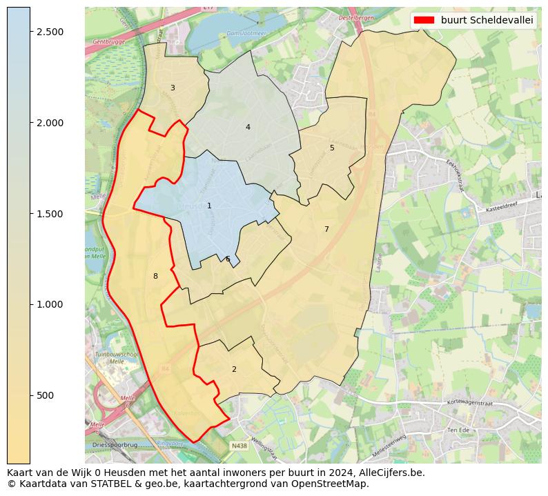 Aantal inwoners op de kaart van de buurt Scheldevallei: Op deze pagina vind je veel informatie over inwoners (zoals de verdeling naar leeftijdsgroepen, gezinssamenstelling, geslacht, autochtoon of Belgisch met een immigratie achtergrond,...), woningen (aantallen, types, prijs ontwikkeling, gebruik, type eigendom,...) en méér (autobezit, energieverbruik,...)  op basis van open data van STATBEL en diverse andere bronnen!