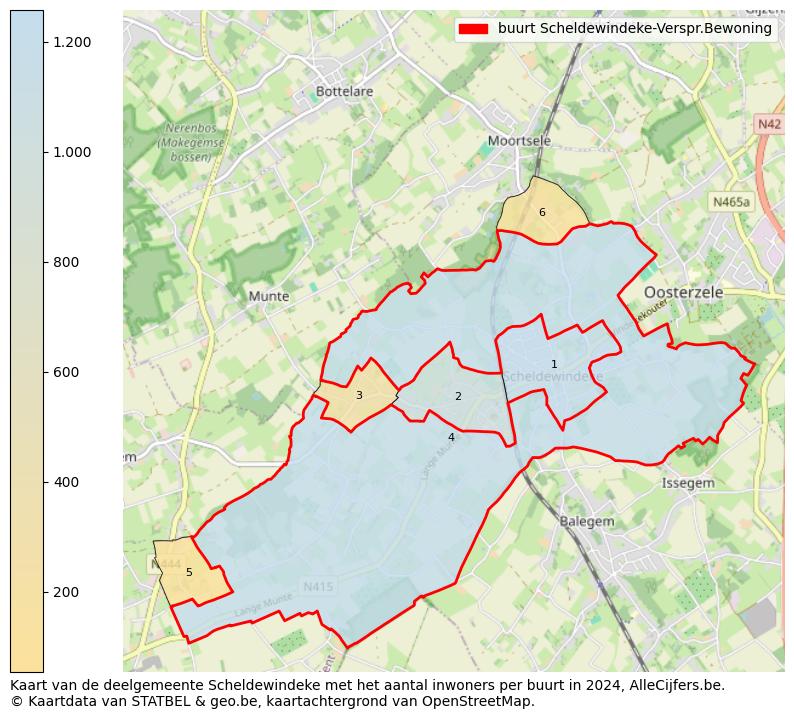 Aantal inwoners op de kaart van de buurt Scheldewindeke-Verspr.Bewoning: Op deze pagina vind je veel informatie over inwoners (zoals de verdeling naar leeftijdsgroepen, gezinssamenstelling, geslacht, autochtoon of Belgisch met een immigratie achtergrond,...), woningen (aantallen, types, prijs ontwikkeling, gebruik, type eigendom,...) en méér (autobezit, energieverbruik,...)  op basis van open data van STATBEL en diverse andere bronnen!