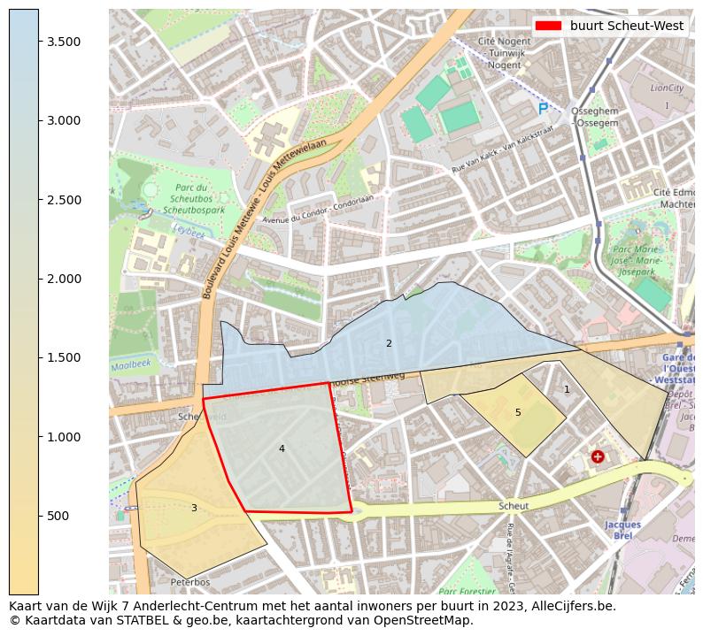 Aantal inwoners op de kaart van de buurt Scheut-West: Op deze pagina vind je veel informatie over inwoners (zoals de verdeling naar leeftijdsgroepen, gezinssamenstelling, geslacht, autochtoon of Belgisch met een immigratie achtergrond,...), woningen (aantallen, types, prijs ontwikkeling, gebruik, type eigendom,...) en méér (autobezit, energieverbruik,...)  op basis van open data van STATBEL en diverse andere bronnen!