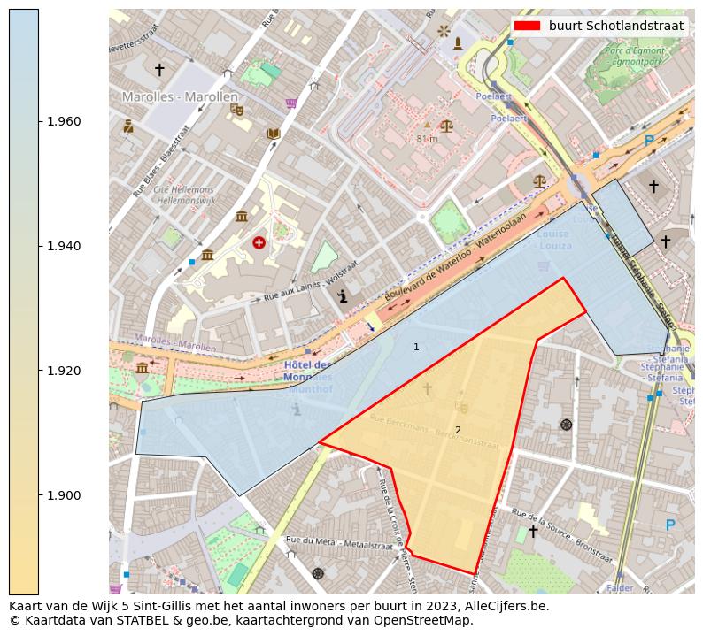 Aantal inwoners op de kaart van de buurt Schotlandstraat: Op deze pagina vind je veel informatie over inwoners (zoals de verdeling naar leeftijdsgroepen, gezinssamenstelling, geslacht, autochtoon of Belgisch met een immigratie achtergrond,...), woningen (aantallen, types, prijs ontwikkeling, gebruik, type eigendom,...) en méér (autobezit, energieverbruik,...)  op basis van open data van STATBEL en diverse andere bronnen!