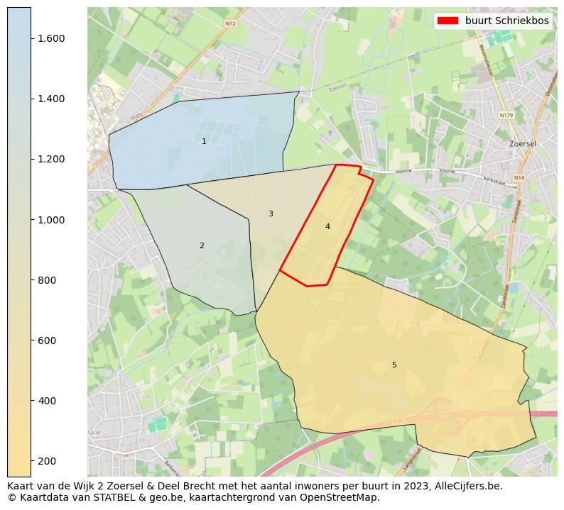 Aantal inwoners op de kaart van de buurt Schriekbos: Op deze pagina vind je veel informatie over inwoners (zoals de verdeling naar leeftijdsgroepen, gezinssamenstelling, geslacht, autochtoon of Belgisch met een immigratie achtergrond,...), woningen (aantallen, types, prijs ontwikkeling, gebruik, type eigendom,...) en méér (autobezit, energieverbruik,...)  op basis van open data van STATBEL en diverse andere bronnen!