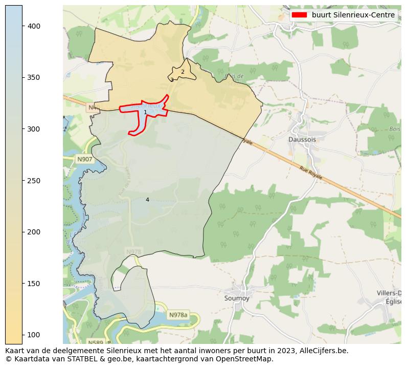 Aantal inwoners op de kaart van de buurt Silenrieux-Centre: Op deze pagina vind je veel informatie over inwoners (zoals de verdeling naar leeftijdsgroepen, gezinssamenstelling, geslacht, autochtoon of Belgisch met een immigratie achtergrond,...), woningen (aantallen, types, prijs ontwikkeling, gebruik, type eigendom,...) en méér (autobezit, energieverbruik,...)  op basis van open data van STATBEL en diverse andere bronnen!