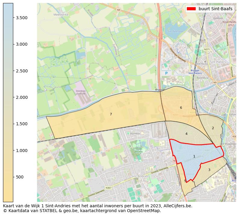 Aantal inwoners op de kaart van de buurt Sint-Baafs: Op deze pagina vind je veel informatie over inwoners (zoals de verdeling naar leeftijdsgroepen, gezinssamenstelling, geslacht, autochtoon of Belgisch met een immigratie achtergrond,...), woningen (aantallen, types, prijs ontwikkeling, gebruik, type eigendom,...) en méér (autobezit, energieverbruik,...)  op basis van open data van STATBEL en diverse andere bronnen!