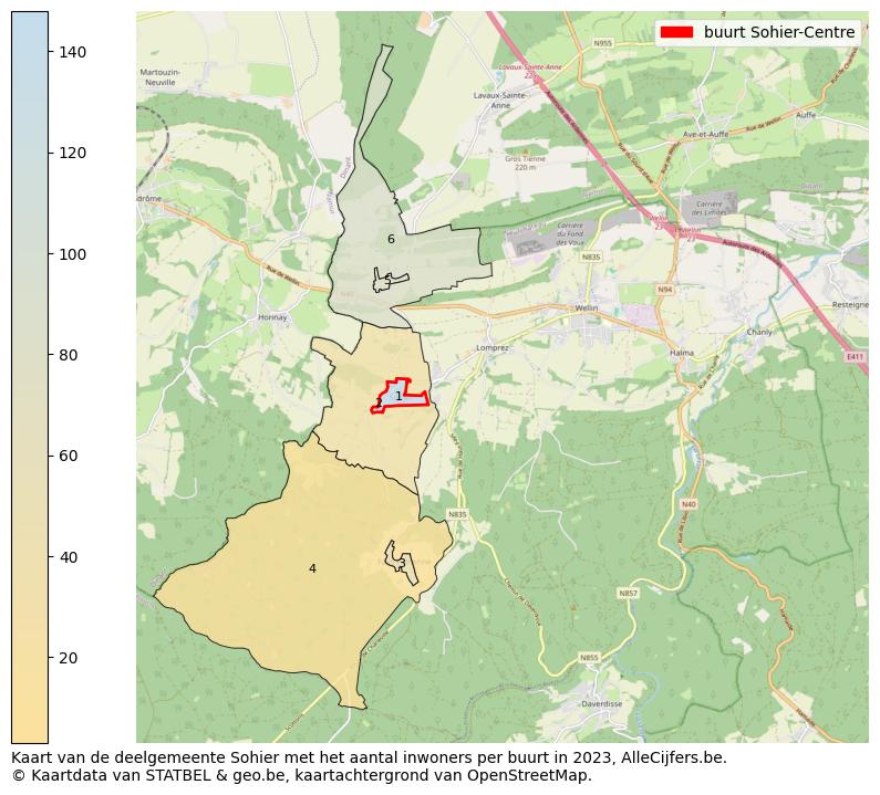 Aantal inwoners op de kaart van de buurt Sohier-Centre: Op deze pagina vind je veel informatie over inwoners (zoals de verdeling naar leeftijdsgroepen, gezinssamenstelling, geslacht, autochtoon of Belgisch met een immigratie achtergrond,...), woningen (aantallen, types, prijs ontwikkeling, gebruik, type eigendom,...) en méér (autobezit, energieverbruik,...)  op basis van open data van STATBEL en diverse andere bronnen!