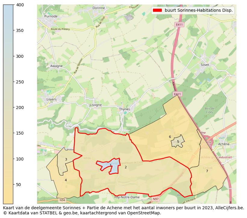 Aantal inwoners op de kaart van de buurt Sorinnes-Habitations Disp.: Op deze pagina vind je veel informatie over inwoners (zoals de verdeling naar leeftijdsgroepen, gezinssamenstelling, geslacht, autochtoon of Belgisch met een immigratie achtergrond,...), woningen (aantallen, types, prijs ontwikkeling, gebruik, type eigendom,...) en méér (autobezit, energieverbruik,...)  op basis van open data van STATBEL en diverse andere bronnen!