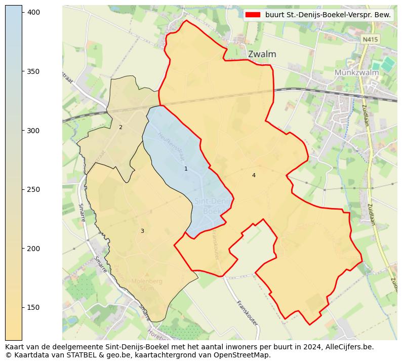 Aantal inwoners op de kaart van de buurt St.-Denijs-Boekel-Verspr. Bew.: Op deze pagina vind je veel informatie over inwoners (zoals de verdeling naar leeftijdsgroepen, gezinssamenstelling, geslacht, autochtoon of Belgisch met een immigratie achtergrond,...), woningen (aantallen, types, prijs ontwikkeling, gebruik, type eigendom,...) en méér (autobezit, energieverbruik,...)  op basis van open data van STATBEL en diverse andere bronnen!