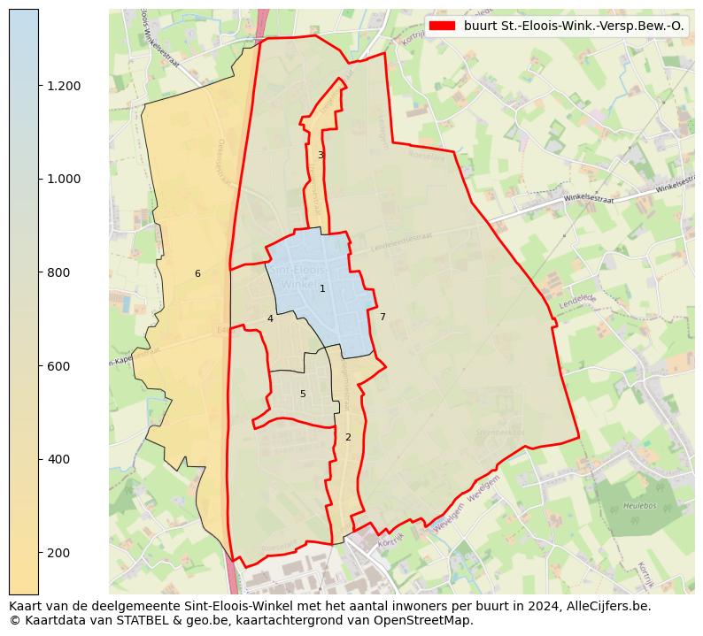 Aantal inwoners op de kaart van de buurt St.-Eloois-Wink.-Versp.Bew.-O.: Op deze pagina vind je veel informatie over inwoners (zoals de verdeling naar leeftijdsgroepen, gezinssamenstelling, geslacht, autochtoon of Belgisch met een immigratie achtergrond,...), woningen (aantallen, types, prijs ontwikkeling, gebruik, type eigendom,...) en méér (autobezit, energieverbruik,...)  op basis van open data van STATBEL en diverse andere bronnen!