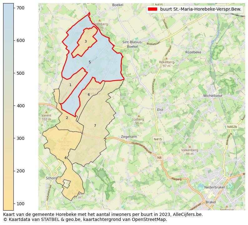 Aantal inwoners op de kaart van de buurt St.-Maria-Horebeke-Verspr.Bew.: Op deze pagina vind je veel informatie over inwoners (zoals de verdeling naar leeftijdsgroepen, gezinssamenstelling, geslacht, autochtoon of Belgisch met een immigratie achtergrond,...), woningen (aantallen, types, prijs ontwikkeling, gebruik, type eigendom,...) en méér (autobezit, energieverbruik,...)  op basis van open data van STATBEL en diverse andere bronnen!