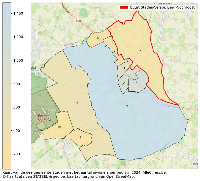 Aantal inwoners op de kaart van de buurt Staden-Verspr. Bew.-Noordoost: Op deze pagina vind je veel informatie over inwoners (zoals de verdeling naar leeftijdsgroepen, gezinssamenstelling, geslacht, autochtoon of Belgisch met een immigratie achtergrond,...), woningen (aantallen, types, prijs ontwikkeling, gebruik, type eigendom,...) en méér (autobezit, energieverbruik,...)  op basis van open data van STATBEL en diverse andere bronnen!