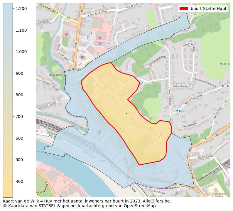 Aantal inwoners op de kaart van de buurt Statte Haut: Op deze pagina vind je veel informatie over inwoners (zoals de verdeling naar leeftijdsgroepen, gezinssamenstelling, geslacht, autochtoon of Belgisch met een immigratie achtergrond,...), woningen (aantallen, types, prijs ontwikkeling, gebruik, type eigendom,...) en méér (autobezit, energieverbruik,...)  op basis van open data van STATBEL en diverse andere bronnen!