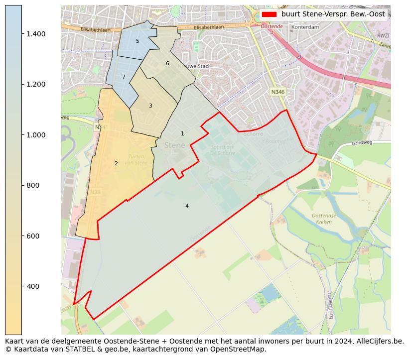 Aantal inwoners op de kaart van de buurt Stene-Verspr. Bew.-Oost: Op deze pagina vind je veel informatie over inwoners (zoals de verdeling naar leeftijdsgroepen, gezinssamenstelling, geslacht, autochtoon of Belgisch met een immigratie achtergrond,...), woningen (aantallen, types, prijs ontwikkeling, gebruik, type eigendom,...) en méér (autobezit, energieverbruik,...)  op basis van open data van STATBEL en diverse andere bronnen!