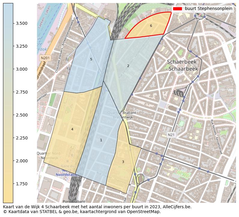 Aantal inwoners op de kaart van de buurt Stephensonplein: Op deze pagina vind je veel informatie over inwoners (zoals de verdeling naar leeftijdsgroepen, gezinssamenstelling, geslacht, autochtoon of Belgisch met een immigratie achtergrond,...), woningen (aantallen, types, prijs ontwikkeling, gebruik, type eigendom,...) en méér (autobezit, energieverbruik,...)  op basis van open data van STATBEL en diverse andere bronnen!