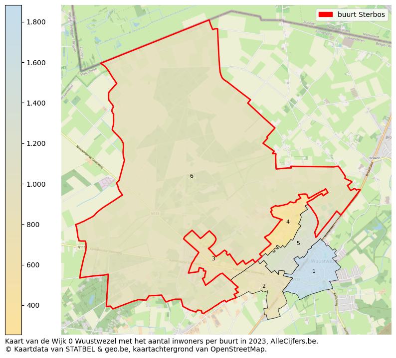 Aantal inwoners op de kaart van de buurt Sterbos: Op deze pagina vind je veel informatie over inwoners (zoals de verdeling naar leeftijdsgroepen, gezinssamenstelling, geslacht, autochtoon of Belgisch met een immigratie achtergrond,...), woningen (aantallen, types, prijs ontwikkeling, gebruik, type eigendom,...) en méér (autobezit, energieverbruik,...)  op basis van open data van STATBEL en diverse andere bronnen!