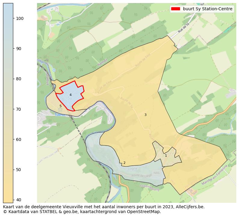 Aantal inwoners op de kaart van de buurt Sy Station-Centre: Op deze pagina vind je veel informatie over inwoners (zoals de verdeling naar leeftijdsgroepen, gezinssamenstelling, geslacht, autochtoon of Belgisch met een immigratie achtergrond,...), woningen (aantallen, types, prijs ontwikkeling, gebruik, type eigendom,...) en méér (autobezit, energieverbruik,...)  op basis van open data van STATBEL en diverse andere bronnen!
