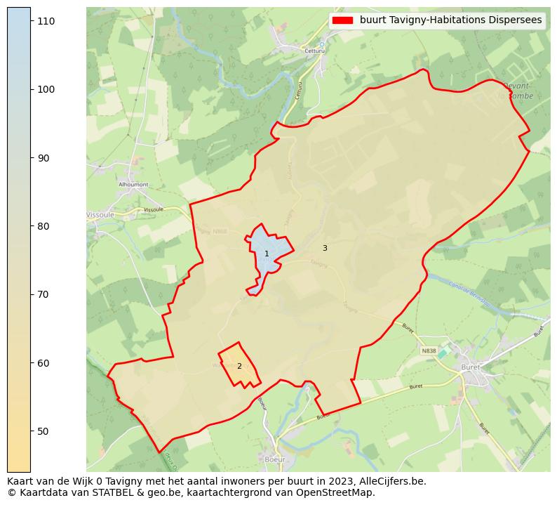 Aantal inwoners op de kaart van de buurt Tavigny-Habitations Dispersees: Op deze pagina vind je veel informatie over inwoners (zoals de verdeling naar leeftijdsgroepen, gezinssamenstelling, geslacht, autochtoon of Belgisch met een immigratie achtergrond,...), woningen (aantallen, types, prijs ontwikkeling, gebruik, type eigendom,...) en méér (autobezit, energieverbruik,...)  op basis van open data van STATBEL en diverse andere bronnen!