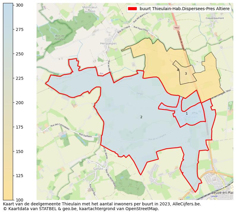 Aantal inwoners op de kaart van de buurt Thieulain-Hab.Dispersees-Pres Altiere: Op deze pagina vind je veel informatie over inwoners (zoals de verdeling naar leeftijdsgroepen, gezinssamenstelling, geslacht, autochtoon of Belgisch met een immigratie achtergrond,...), woningen (aantallen, types, prijs ontwikkeling, gebruik, type eigendom,...) en méér (autobezit, energieverbruik,...)  op basis van open data van STATBEL en diverse andere bronnen!
