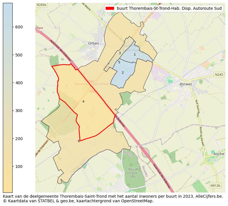 Aantal inwoners op de kaart van de buurt Thorembais-St-Trond-Hab. Disp. Autoroute Sud: Op deze pagina vind je veel informatie over inwoners (zoals de verdeling naar leeftijdsgroepen, gezinssamenstelling, geslacht, autochtoon of Belgisch met een immigratie achtergrond,...), woningen (aantallen, types, prijs ontwikkeling, gebruik, type eigendom,...) en méér (autobezit, energieverbruik,...)  op basis van open data van STATBEL en diverse andere bronnen!