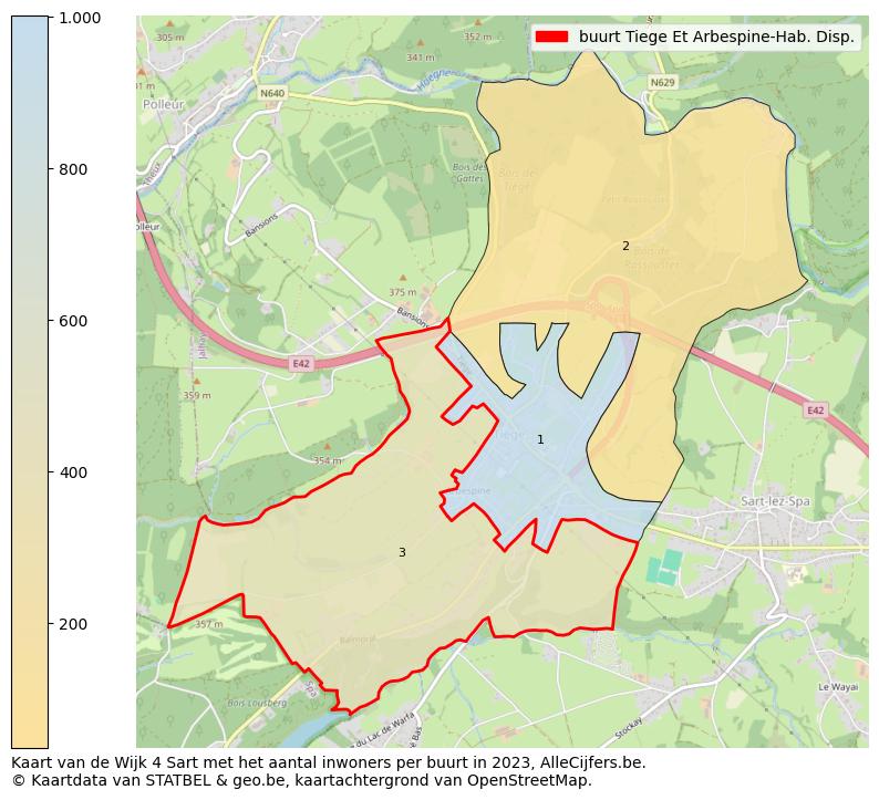 Aantal inwoners op de kaart van de buurt Tiege Et Arbespine-Hab. Disp.: Op deze pagina vind je veel informatie over inwoners (zoals de verdeling naar leeftijdsgroepen, gezinssamenstelling, geslacht, autochtoon of Belgisch met een immigratie achtergrond,...), woningen (aantallen, types, prijs ontwikkeling, gebruik, type eigendom,...) en méér (autobezit, energieverbruik,...)  op basis van open data van STATBEL en diverse andere bronnen!