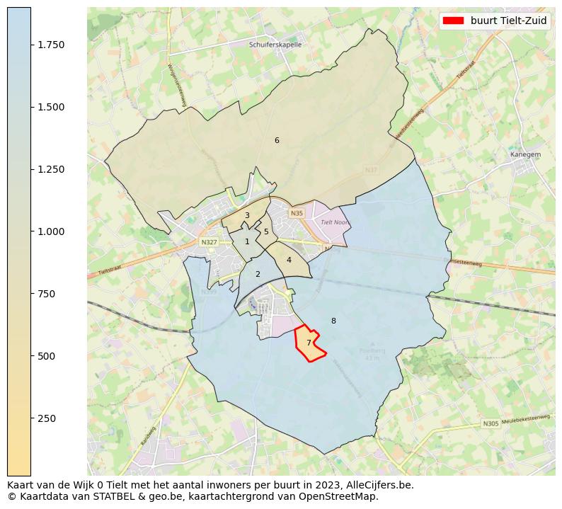 Aantal inwoners op de kaart van de buurt Tielt-Zuid: Op deze pagina vind je veel informatie over inwoners (zoals de verdeling naar leeftijdsgroepen, gezinssamenstelling, geslacht, autochtoon of Belgisch met een immigratie achtergrond,...), woningen (aantallen, types, prijs ontwikkeling, gebruik, type eigendom,...) en méér (autobezit, energieverbruik,...)  op basis van open data van STATBEL en diverse andere bronnen!