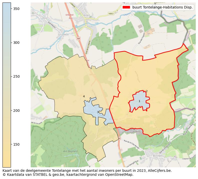 Aantal inwoners op de kaart van de buurt Tontelange-Habitations Disp.: Op deze pagina vind je veel informatie over inwoners (zoals de verdeling naar leeftijdsgroepen, gezinssamenstelling, geslacht, autochtoon of Belgisch met een immigratie achtergrond,...), woningen (aantallen, types, prijs ontwikkeling, gebruik, type eigendom,...) en méér (autobezit, energieverbruik,...)  op basis van open data van STATBEL en diverse andere bronnen!