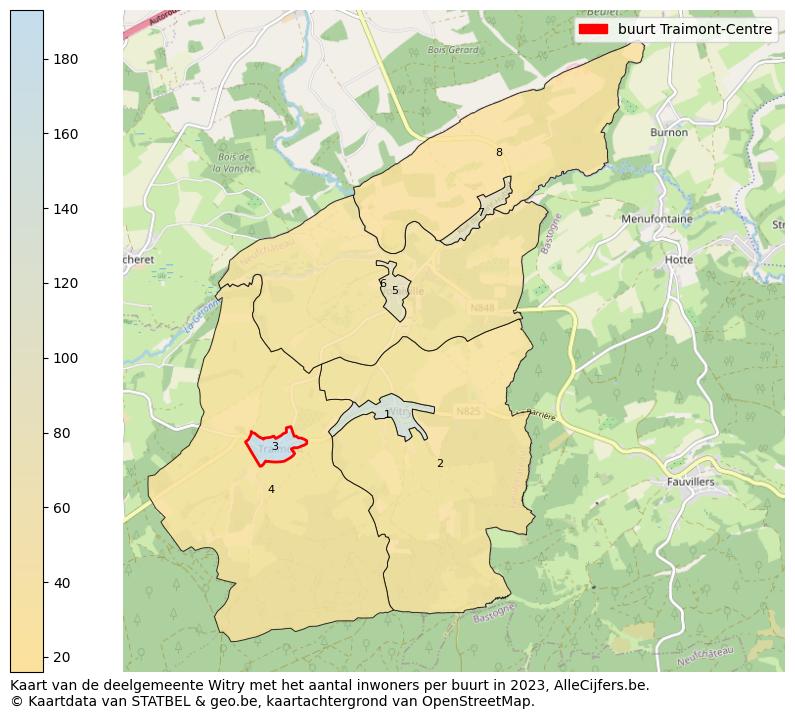 Aantal inwoners op de kaart van de buurt Traimont-Centre: Op deze pagina vind je veel informatie over inwoners (zoals de verdeling naar leeftijdsgroepen, gezinssamenstelling, geslacht, autochtoon of Belgisch met een immigratie achtergrond,...), woningen (aantallen, types, prijs ontwikkeling, gebruik, type eigendom,...) en méér (autobezit, energieverbruik,...)  op basis van open data van STATBEL en diverse andere bronnen!