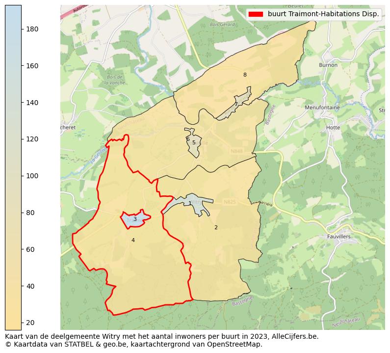 Aantal inwoners op de kaart van de buurt Traimont-Habitations Disp.: Op deze pagina vind je veel informatie over inwoners (zoals de verdeling naar leeftijdsgroepen, gezinssamenstelling, geslacht, autochtoon of Belgisch met een immigratie achtergrond,...), woningen (aantallen, types, prijs ontwikkeling, gebruik, type eigendom,...) en méér (autobezit, energieverbruik,...)  op basis van open data van STATBEL en diverse andere bronnen!