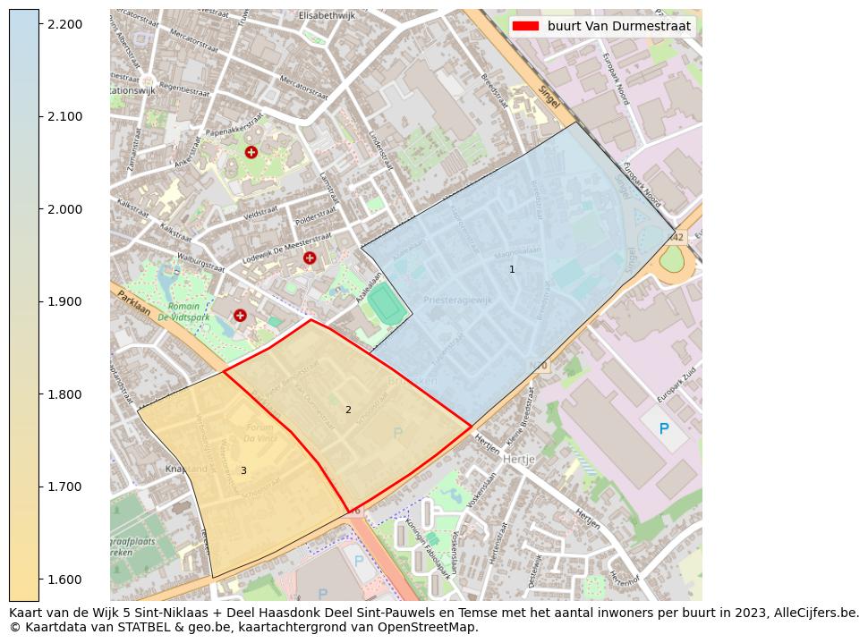 Aantal inwoners op de kaart van de buurt Van Durmestraat: Op deze pagina vind je veel informatie over inwoners (zoals de verdeling naar leeftijdsgroepen, gezinssamenstelling, geslacht, autochtoon of Belgisch met een immigratie achtergrond,...), woningen (aantallen, types, prijs ontwikkeling, gebruik, type eigendom,...) en méér (autobezit, energieverbruik,...)  op basis van open data van STATBEL en diverse andere bronnen!