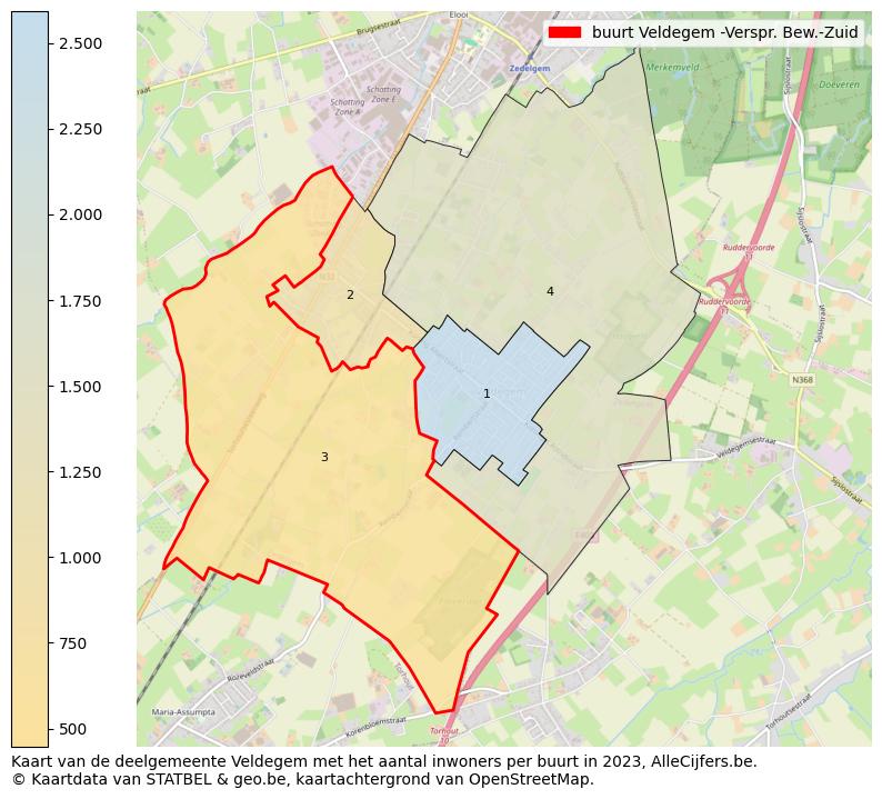 Aantal inwoners op de kaart van de buurt Veldegem -Verspr. Bew.-Zuid: Op deze pagina vind je veel informatie over inwoners (zoals de verdeling naar leeftijdsgroepen, gezinssamenstelling, geslacht, autochtoon of Belgisch met een immigratie achtergrond,...), woningen (aantallen, types, prijs ontwikkeling, gebruik, type eigendom,...) en méér (autobezit, energieverbruik,...)  op basis van open data van STATBEL en diverse andere bronnen!